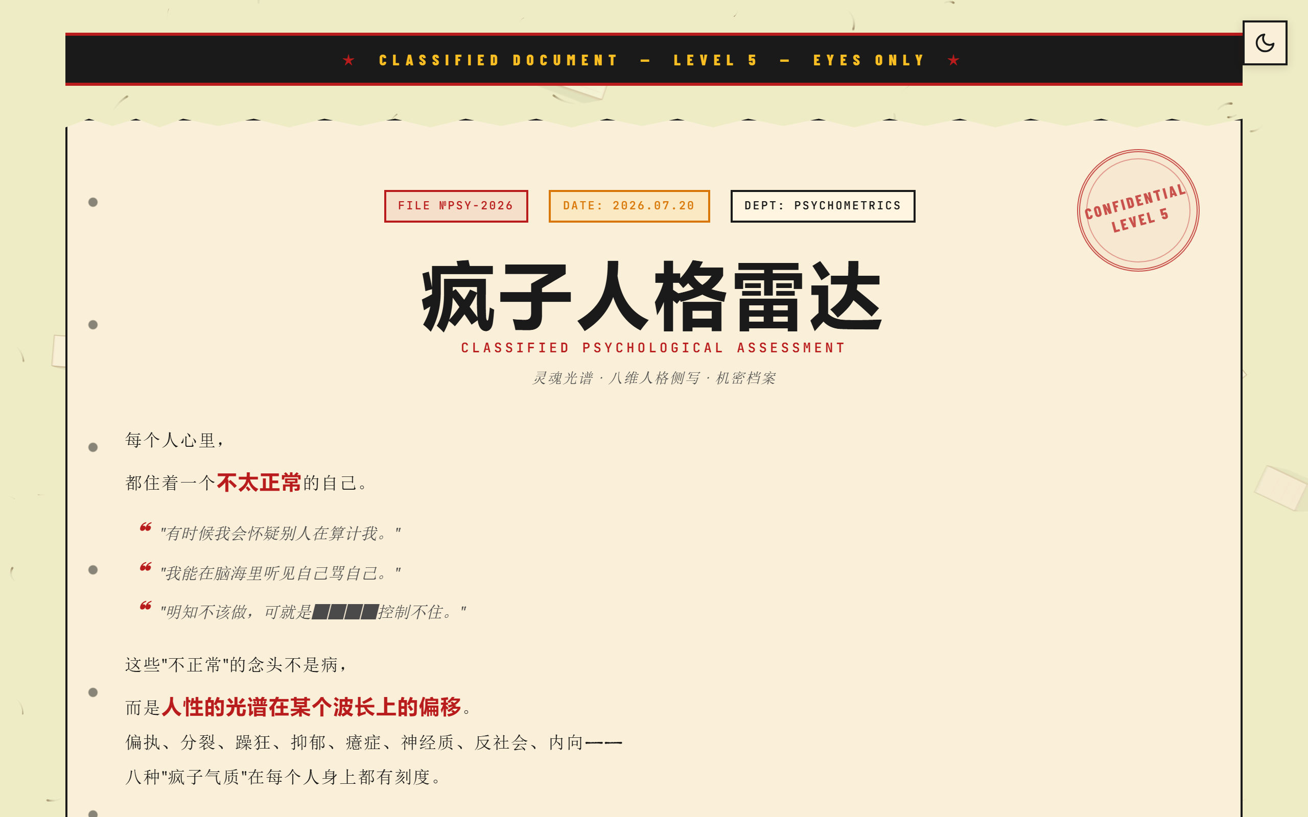 疯子人格雷达